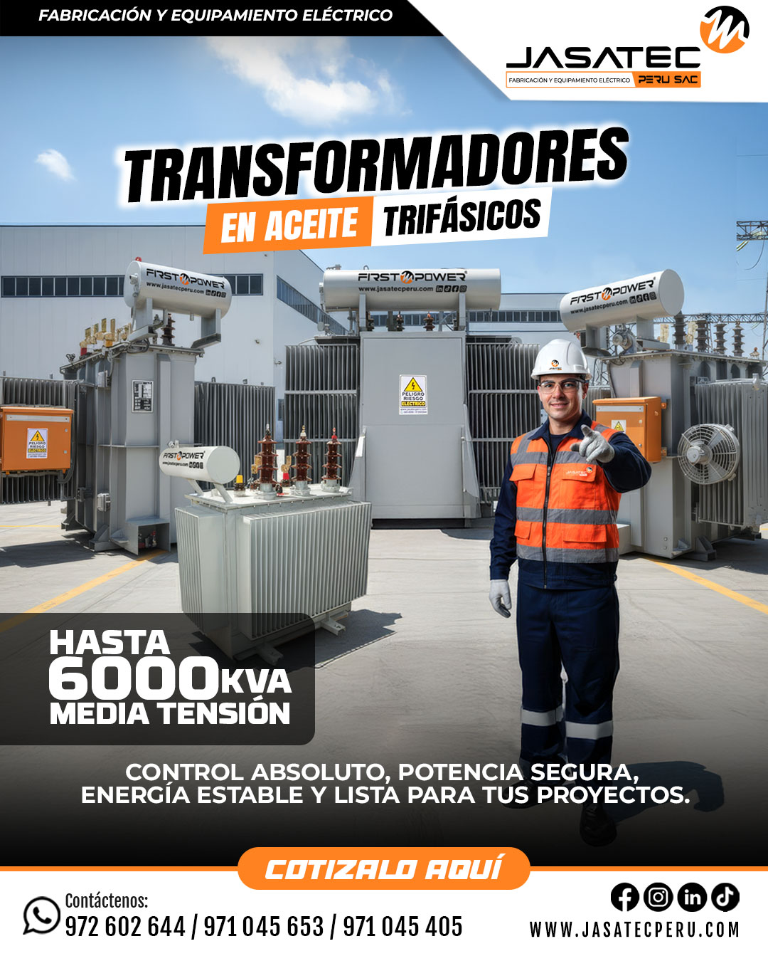 Transformador en Aceite Vista Frontal